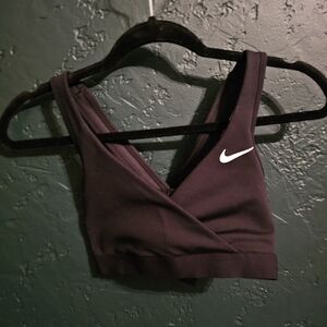 Nike Black Wrap-Front Sports Bra with White Swoosh
